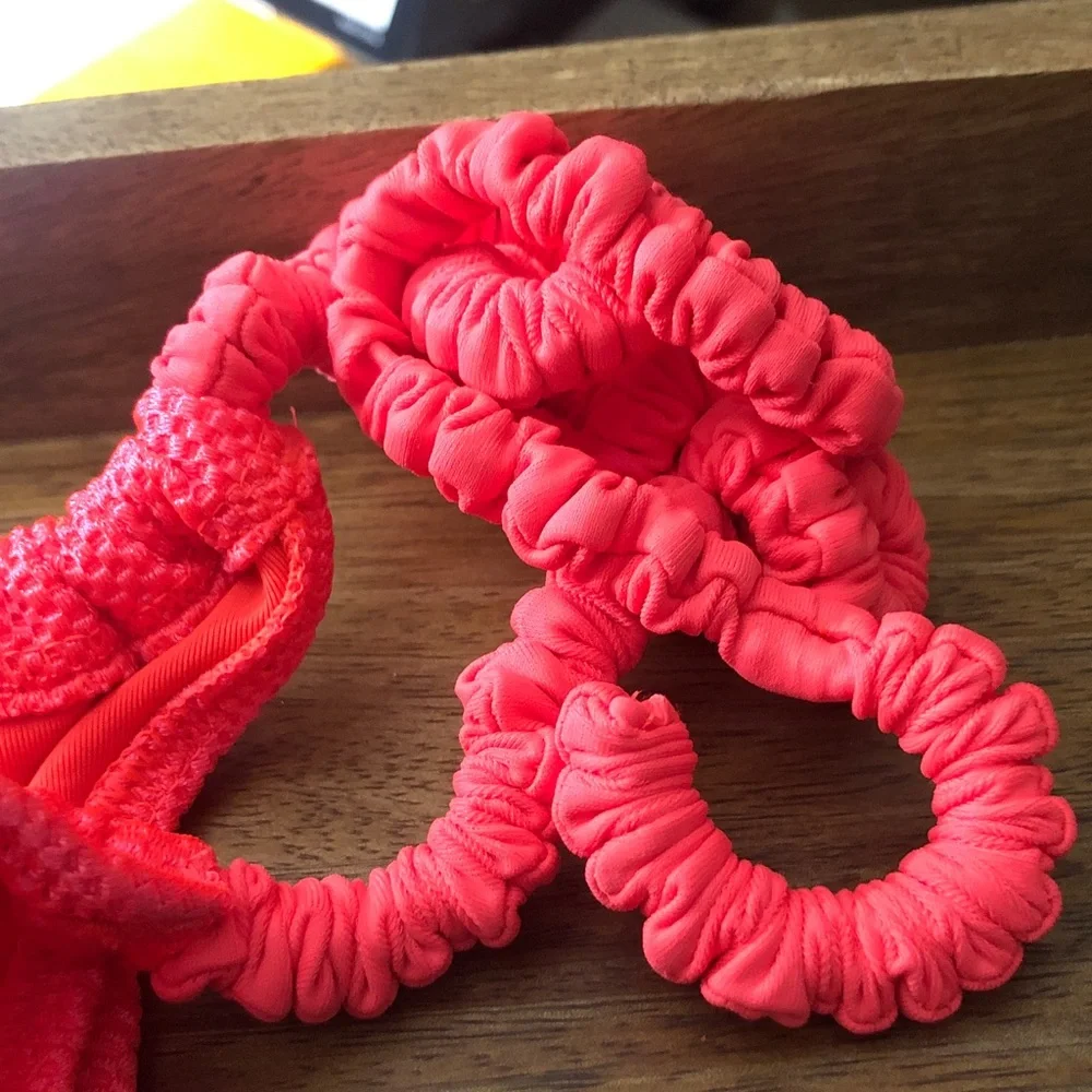aerie Neon Coral Textured Bikini Bottom